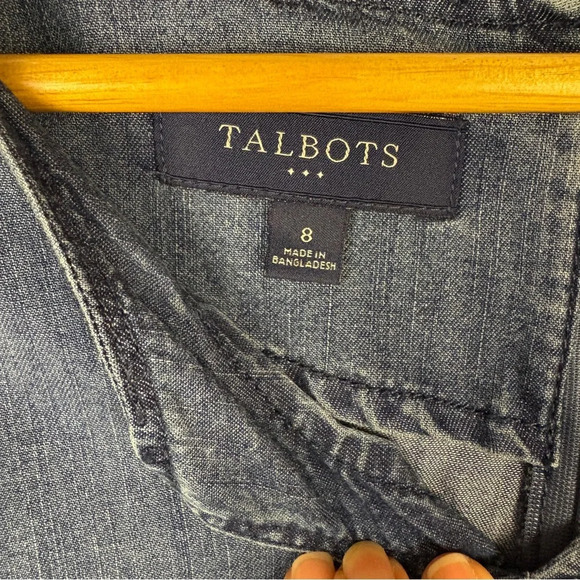 Talbots Blue Chambray Denim Long Sleeve Dress Preppy Western - Picture 7 of 7
